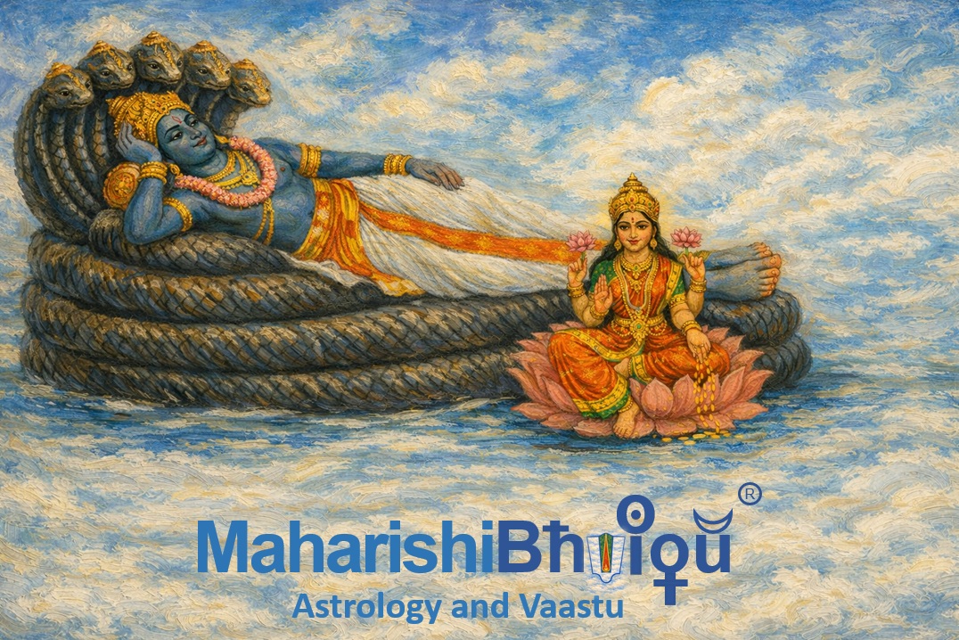 Maharishi Bhrigu Astrology and Vaastu – Vishnu and Lakshmi artwork